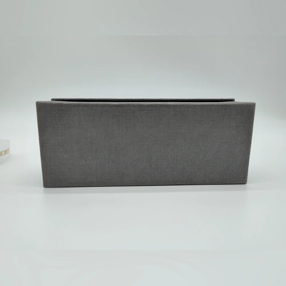 DIOR Sunglasses Case White Cannage Box Gray Fabric Storage Box Ribbon Set EUC